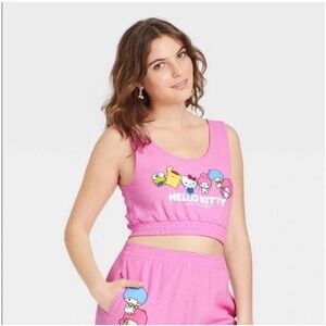 Hello Kitty and Friends Graphic Pink Ribbed Crop Top size M